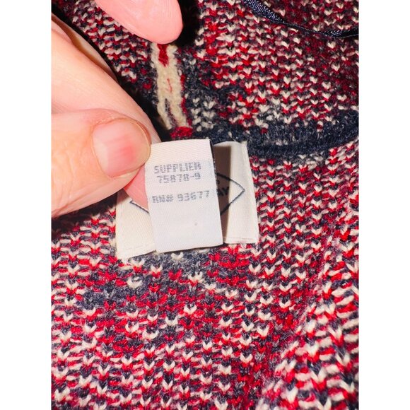 St. Johns Bay XXLT Red & Grey Knit Cardigan Open Front Asymmetrical Southwestern - Picture 5 of 10